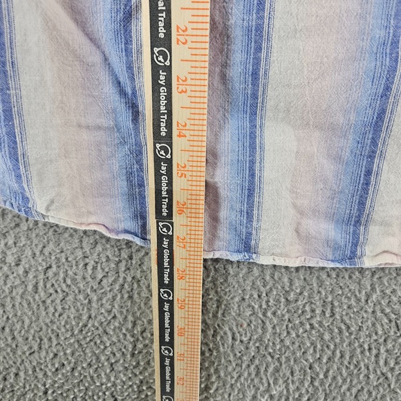 Gap Shirt Women Size Medium Linen Blend 1/2 Button Blue Pink White Striped - M - Picture 11 of 12